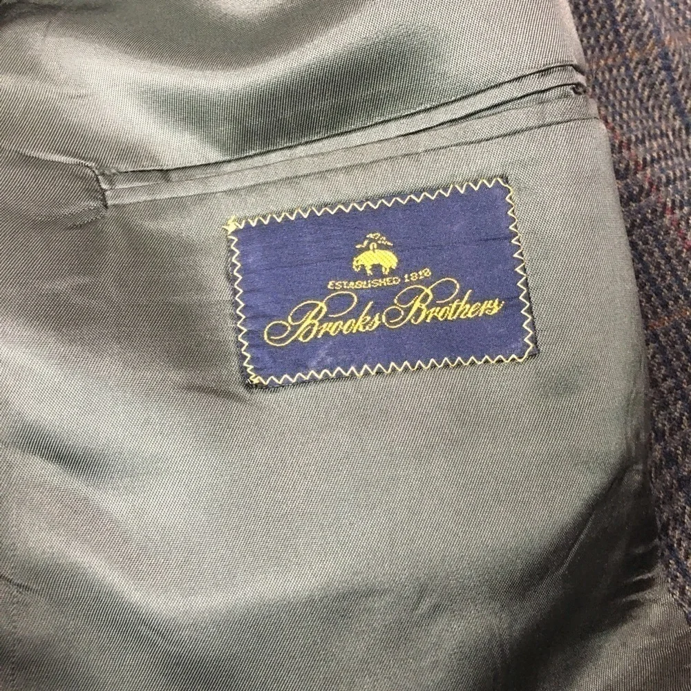 Vintage Brooks Brothers 44L Pure Wool Herringbone Tweed Sport Coat Made USA
